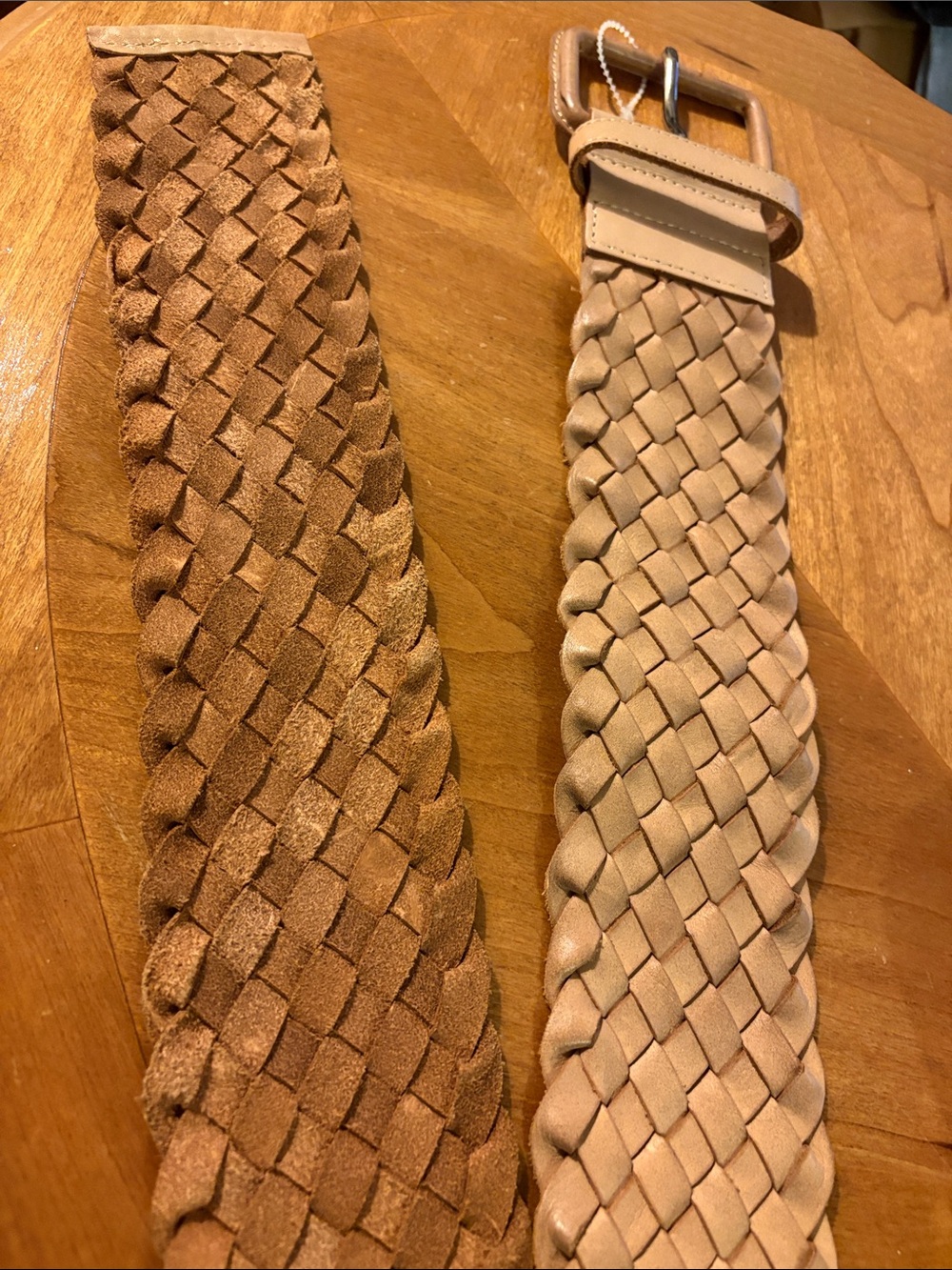 Club Monaco Braided Suede Belt in Tan and Light Tan